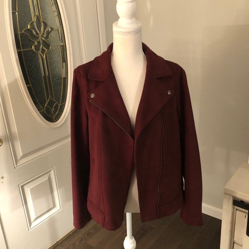 Faux suede burgundy Moto jacket